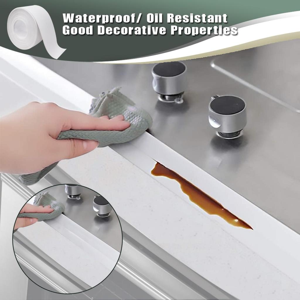 White Waterproof Tape for Shower Toilet and Kitchen Caulking Strip Wall Edge Protector Shower Tile Sealer Adhesive 3.2m*3.8cm