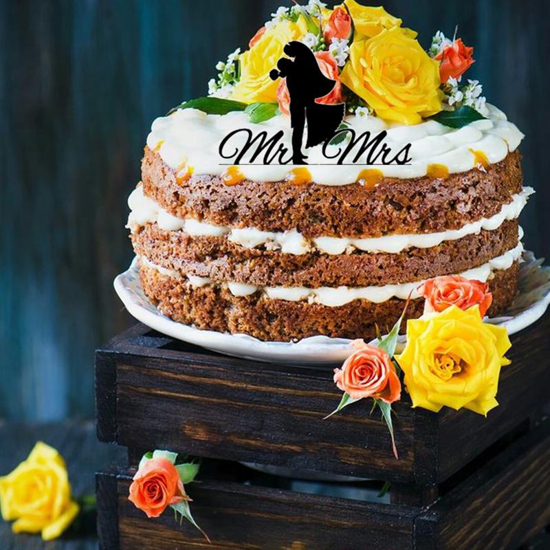 Topper Per Torta Matrimonio Mr & Mrs - Legno Naturale Taglio Laser - Decorazione Per Torta
