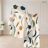 Women Plus Size Round Neck Long Sleeve Brown Beige Printed High Low Top Wide Leg Pants Two Piece Set