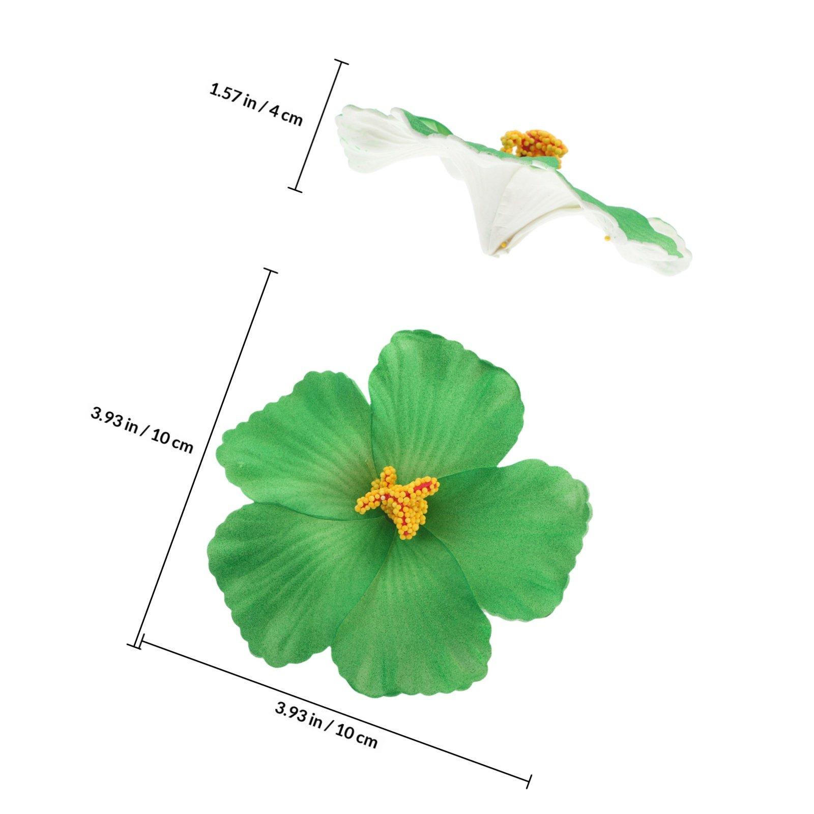 

10Pcs High Simulation Hibiscus Flowers Tropical Party Decor Summer Wedding Photo Props Hawaiian Theme Faux Flower Head Decor зелёный
