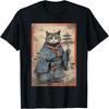 Japanese Art Cat Ninja Ukiyo-E Anime Style Samurai T-Shirt