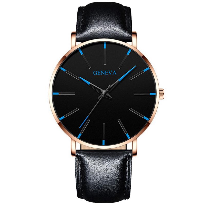 Geneva Fashion Men'S Leather Quartz Watch Casual Business Men'S Watch Slim Watch