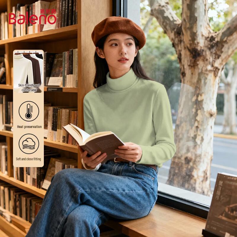 Baleno Women s De Rong Thermal Fleece-Lined Mid-Collar Long-Sleeve Top L