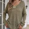IHUASU Autumn and Winter V-neck Women's Knitted Loose Solid Colour Fashion Pullover Jumper