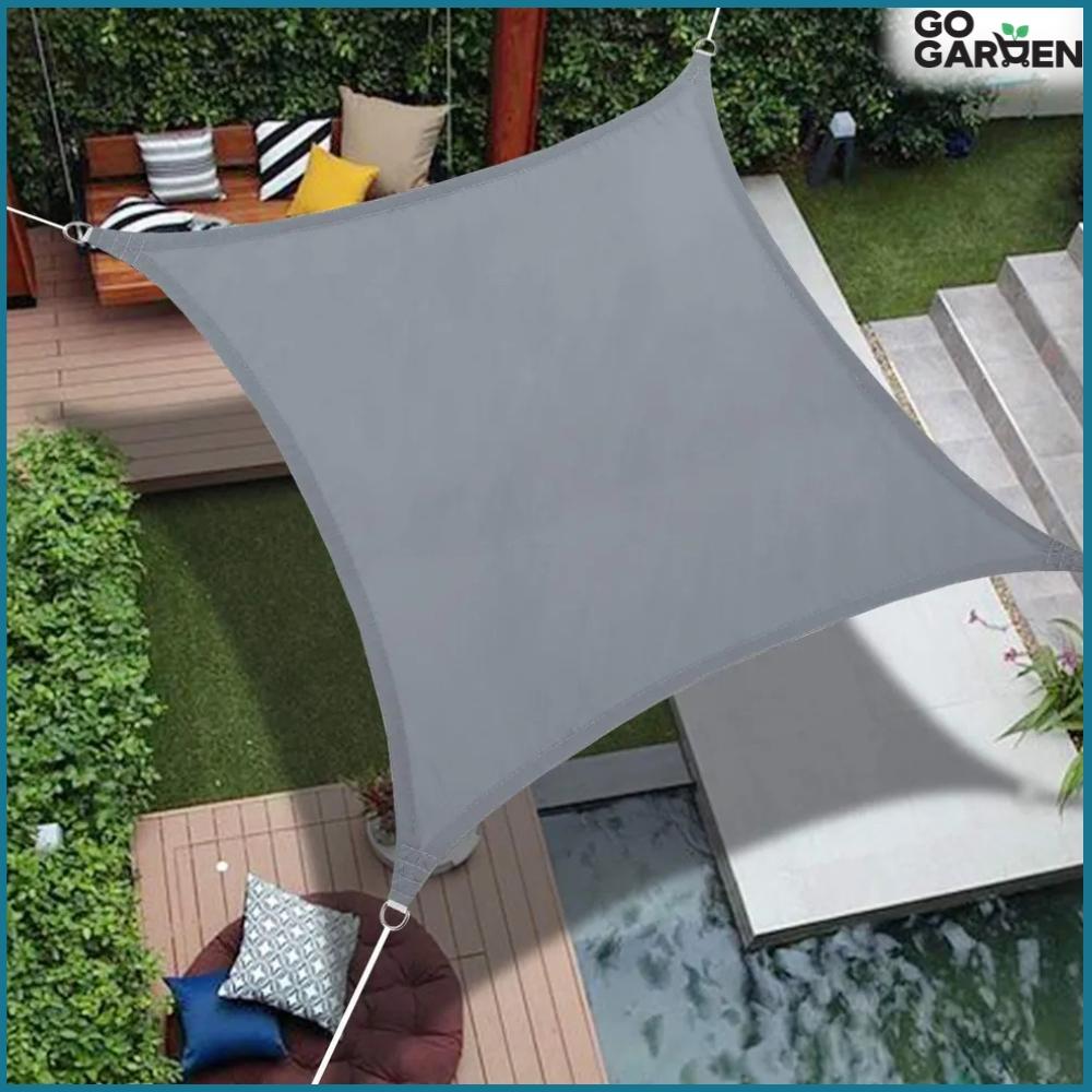 Sunshade Terrace Balcony Protective Shade Sail Gray Canopy with Handles 4x6 M