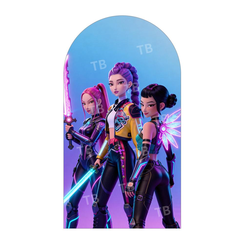 K-POP Demon Hunter Arch Backdrop Cover Girls Birthday Party Decoration Baby Shower Cool Stage Kids Photography Background Wall