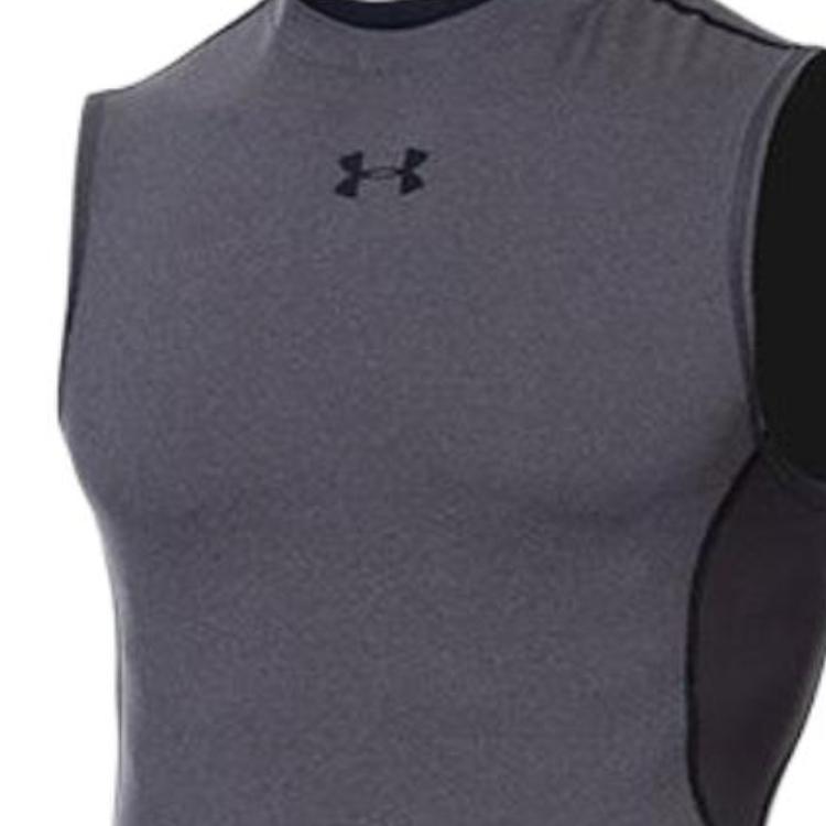 Under Armour Solid Logo Crew Neck Pullover Vest Men Vests Gray 1358548-019