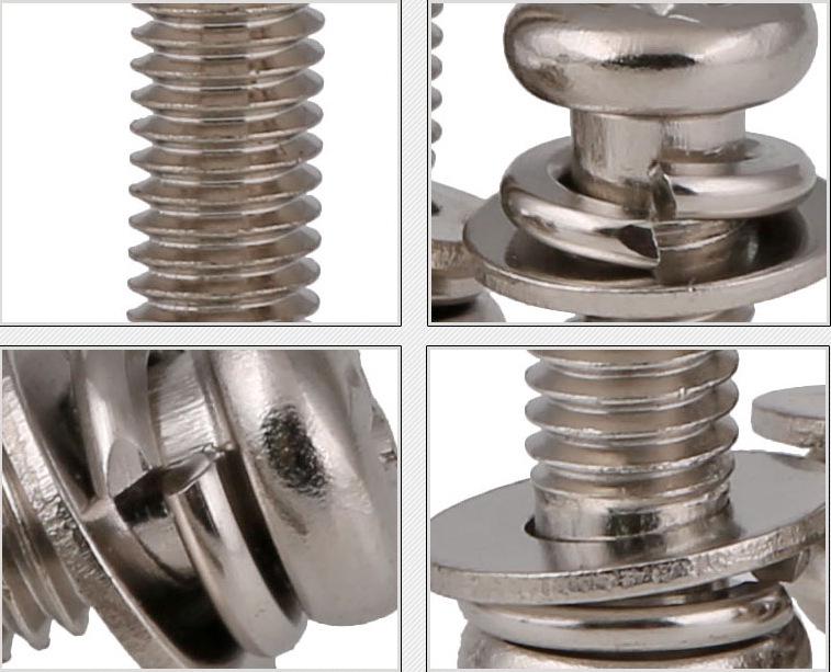 Nickel-Plated Phillips Pan Head Screw with Spring Washer Combo M2-M5