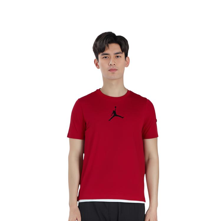 Jordan Jumpman T Shirts Men's Red Crew Neck Moderate Straight Fit CW5191-687