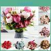 8 Heads Artificial Silk Peony Bouquet For Realistic Wedding Decor**