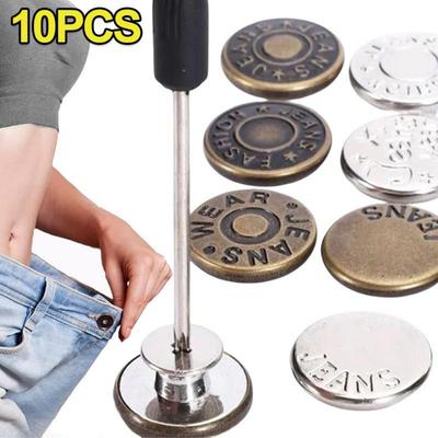 Boutons de Jeans en métal de remplacement, 17mm, 10 pièces, Kit de réparation de boutons à vis sans couture, boucles de Jean amovibles sans clous, épingles pour vêtements et pantalons