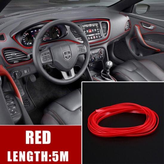 16ft Car Interior Door Gap Edge Line Molding Trim Strip Decorate Accessories Red