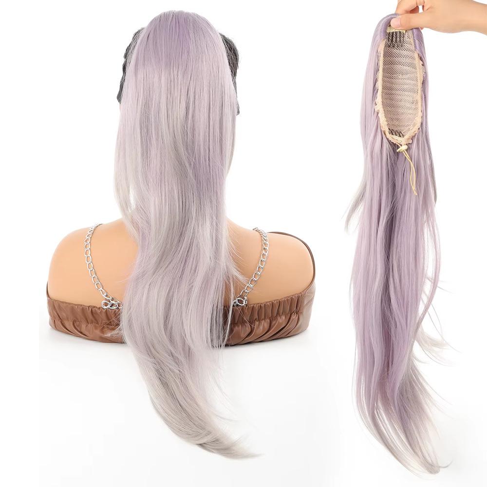 

Female fluffy synthetic fiber micro roll drawstring elastic mesh ponytail wig