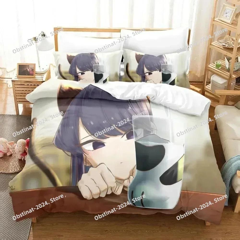 3D Anime Komi Can't Communicate Bedding Set Printed single Comforter Quilt Cover Duvet Cover Pillow Case 3 Pieces Kid Adult Size
