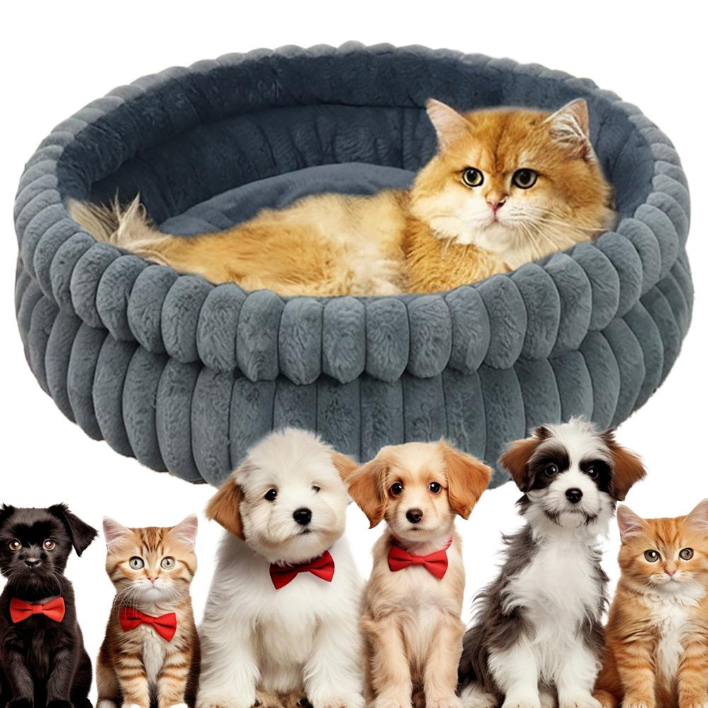 60cm Washable Round Cat Beds with Anti-Slip Bottom Calming Pet Bed Dog Beds & Furniture Load Capacity of 15 Kg for Indoor