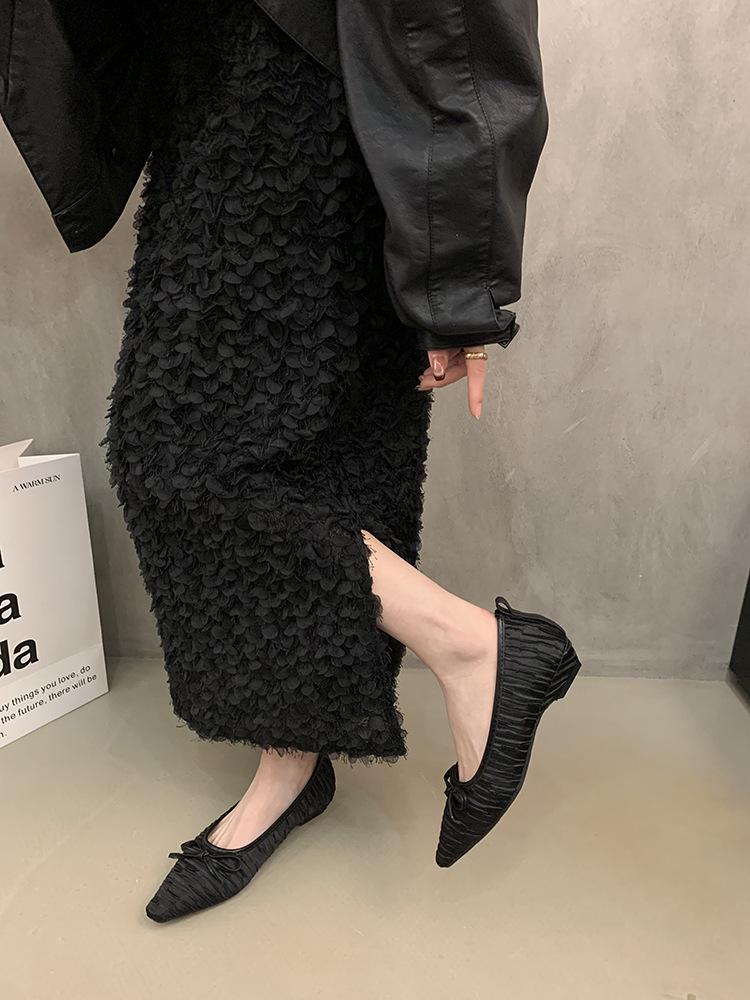 Flache Schuhe Französische Schuhe 2025 Frühfrühling neu Abendschuhe zarte Schleife Einzelne Schuhe Schuhe mit leichtem Ausschnitt Niedriger Absatz Damenschuhe