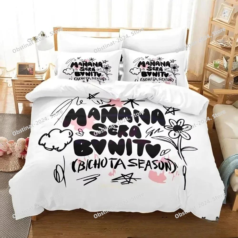 Karol G Manana Sera Bonito Bichota Bedding Set Printed Duvet Cover Sheet Pillowcase Bed Soft Quilt Cover Full Queen King Size