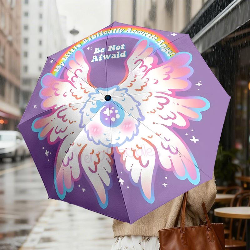 Rainbow Wings Umbrella - Automatic Opening/Closing, Outdoor Protection, Lightweight Travel Accessory, Durable Gift for All Seasons 003