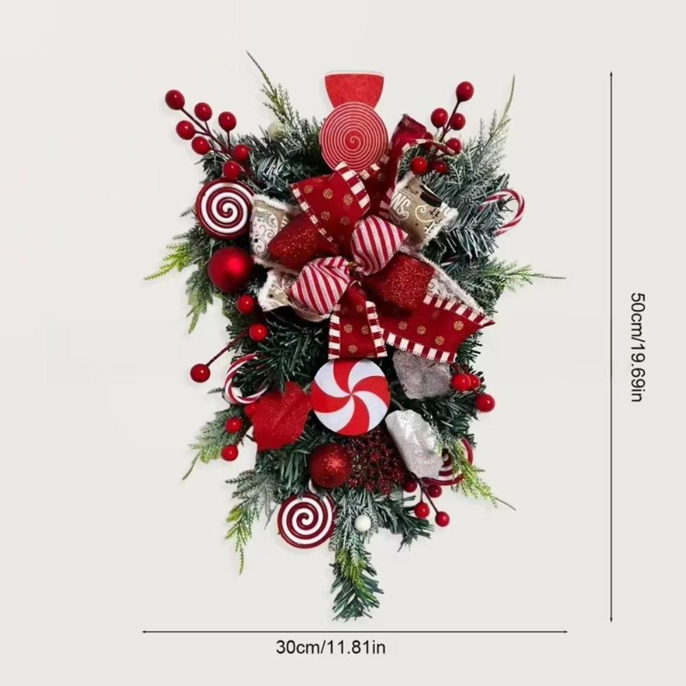 Red White Candy Christmas Wreath Lollipop Bow Pine Candy Inverted Tree Xmas