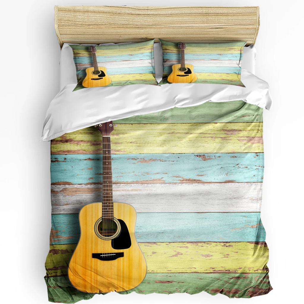 Colorful Guitar Rock Music Splash Art Duvet Cover 3pcs Bedding Set Home Textile Quilt Cover Pillowcases Bedding Set No Sheet