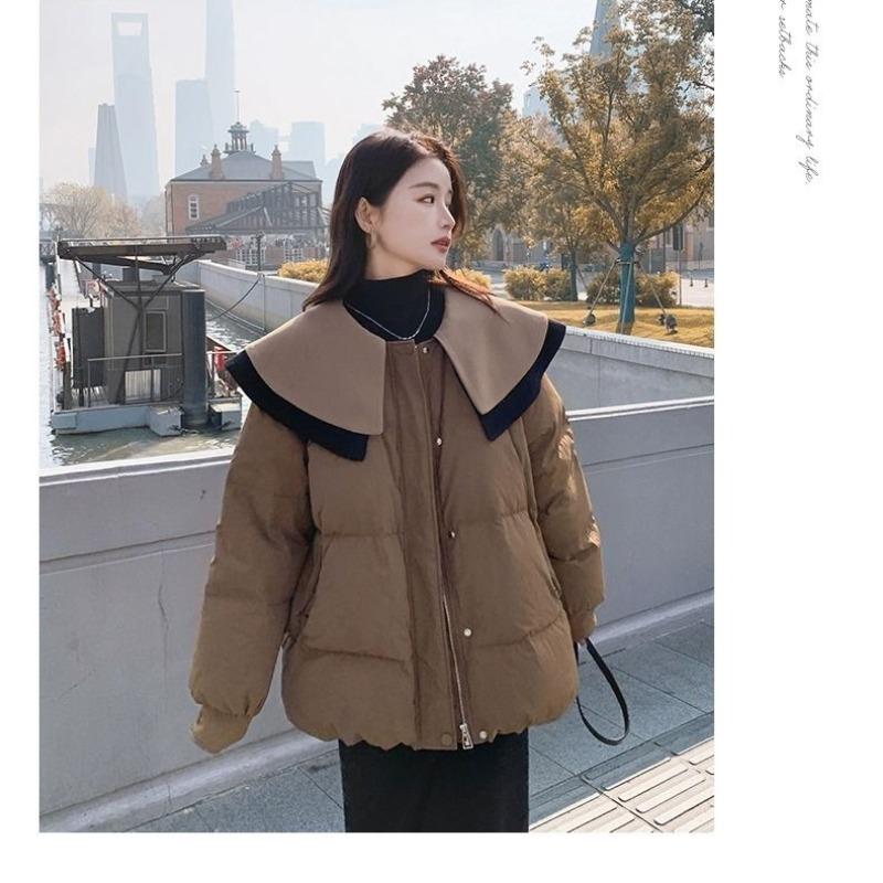 Zesílený bavlněný kabátek s límcem pro panenky pro ženy v zimě