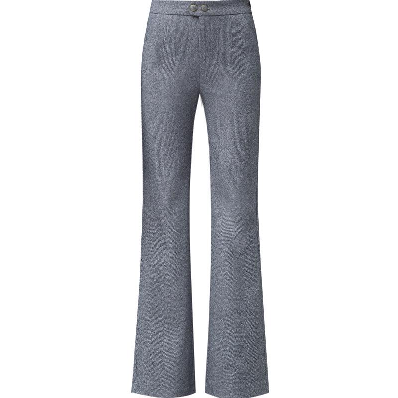 Women's High Waist Woolen Micro Flare Pants - Slimming, Casual, Versatile Drapey Design