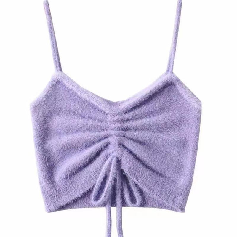 New Summer Hot Girl Design Trendy and Fashionable Fur Drawstring Suspender Vest Underwear for Women