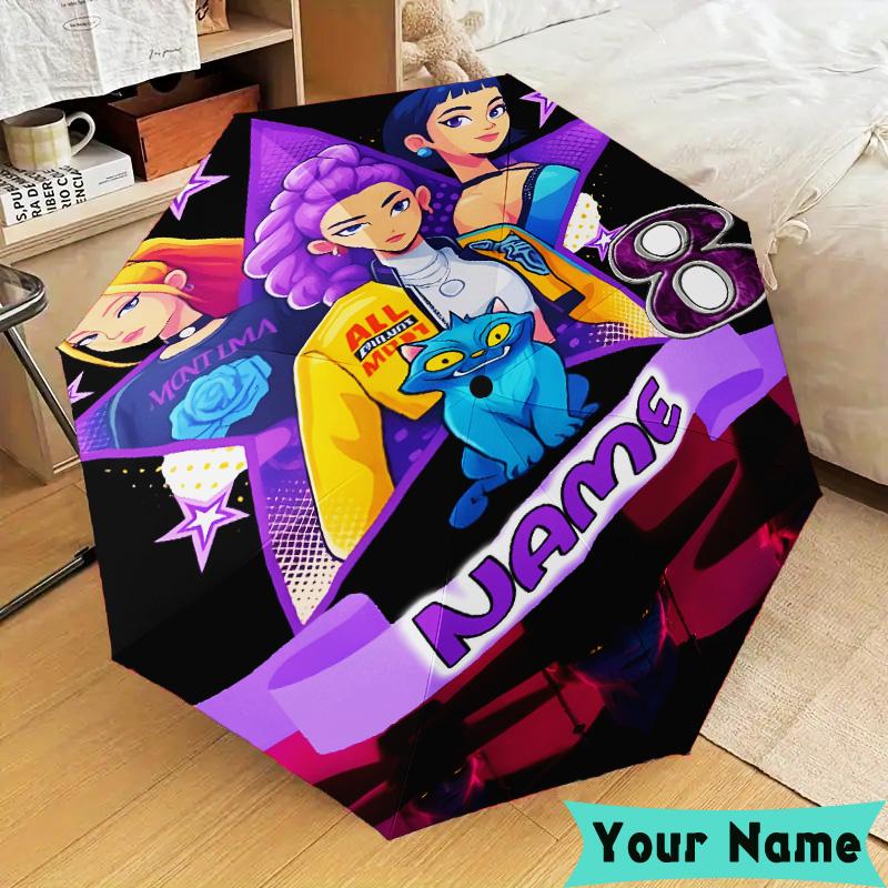 Custom Name Vibrant Anime KPop  Umbrella, Foldable Umbrella Suitable for Outdoor Shopping Travel Sports, Exquisite Gift for Family