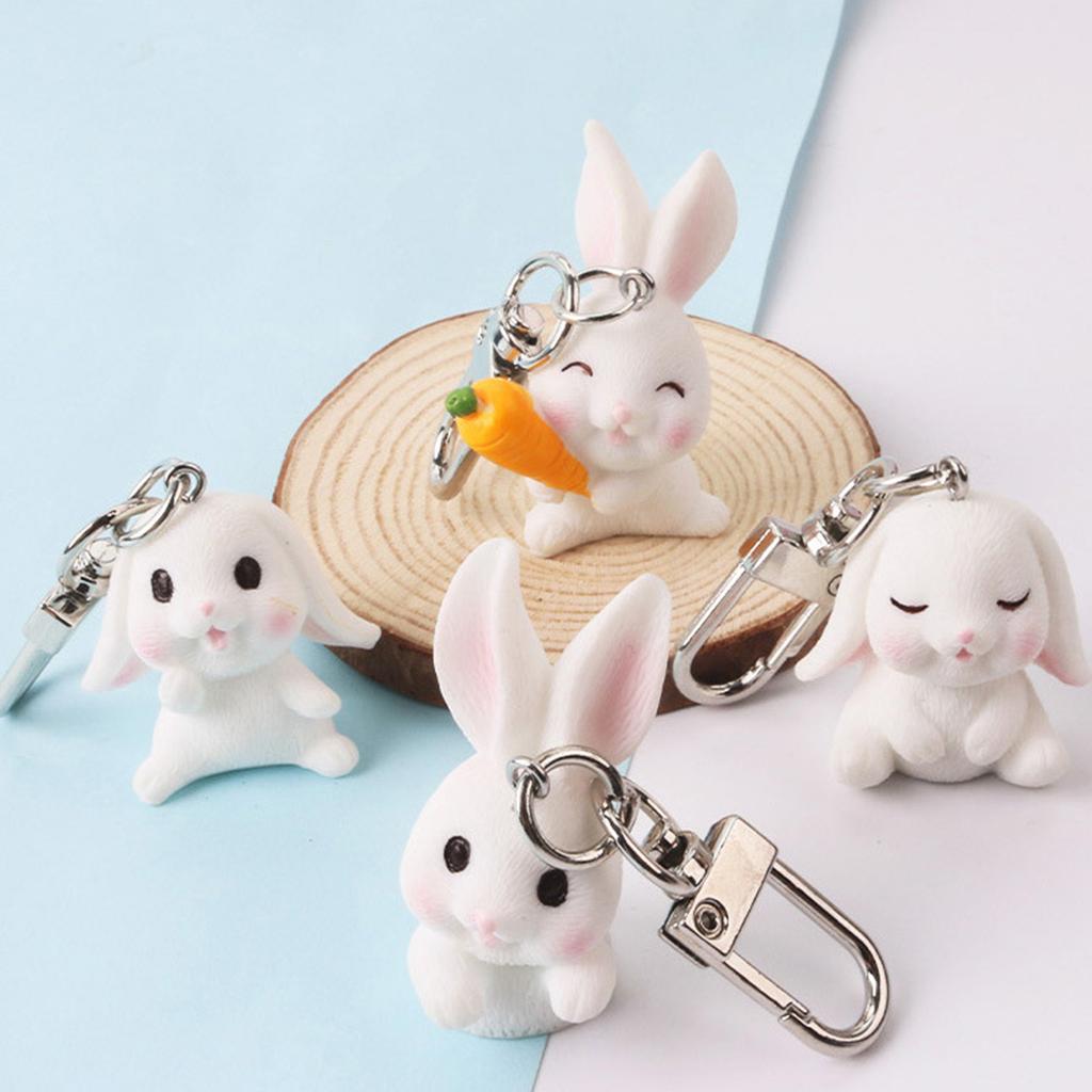 Bunnies Keychain Rabbit Key Rings Keychain Car Handbag Keyring Backpack Charm Bag Pendants for Women Men Couples Gifts
