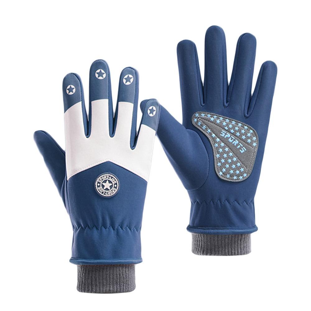 

Thicken Kids Winter Gloves Full-finger Children Bicycle Gloves for Boys Girls M синий