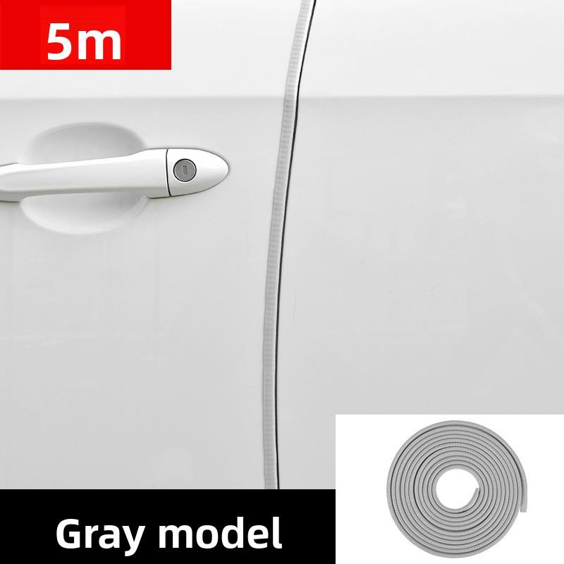 Autocollant bande anti-collision pour porte de voiture 5M Bande de protection en caoutchouc anti-rayures pour bord de porte de voiture universelle invisible Décoration gris