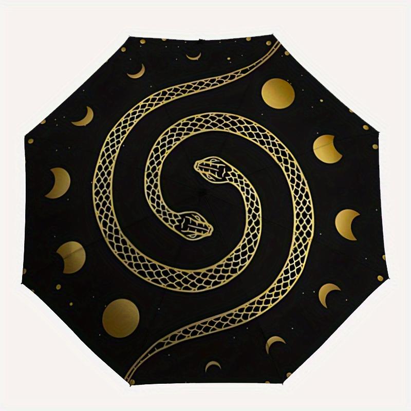 

1pc Serpent Moon Phases Automatic Open/close Folding Compact Umbrella, 8-Rib Sturdy Canopy, Lightweight Portable, Everyday Use, Gift,176
