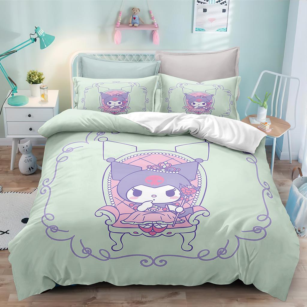 Cute Cartoon Kulomie Print Quilt Cover Pillowcase 3D Digital Printing Three-Piece Set