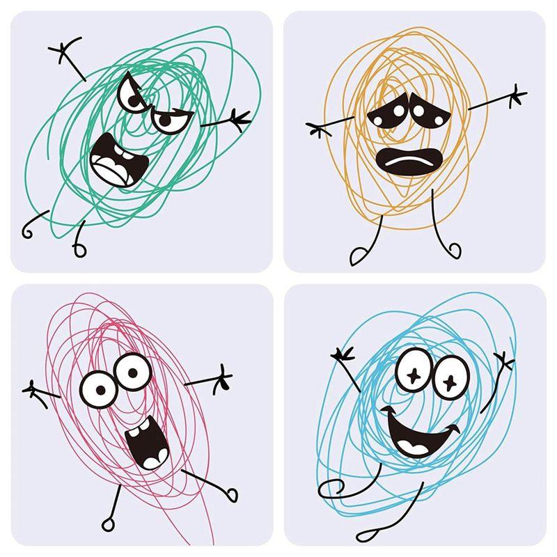 Good-For Cup Scrapbook Art Craft DIY Decoration, 960Pcs Black Eye Mouth Stickers In 48 Cartoon Face Expression Design