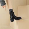 Treasure of the town store! Soft to explode! 2025 autumn and winter new round head lace-up thick-heeled Martin boots elastic high-heeled short boots
