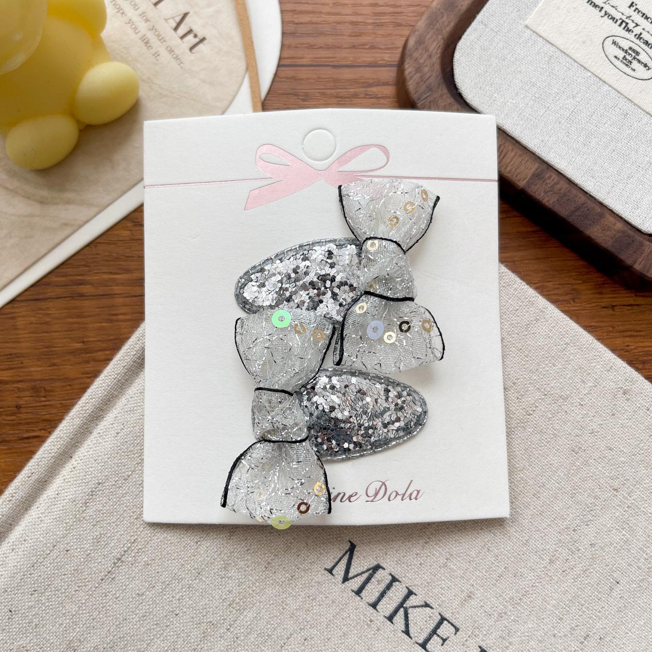 

Luxury Sequin Mesh Bow Hair Clip for Girls - Versatile & Chic Accessory серебряный