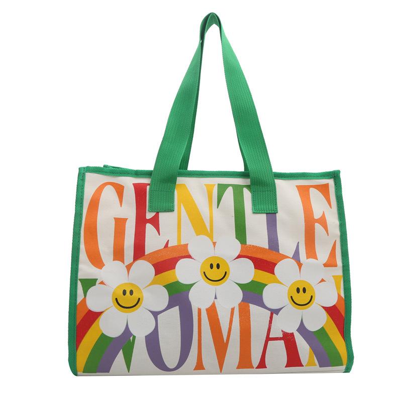 

2024 spring new women s bag fashion printing large capacity tote bag trendy casual shoulder bag зелений