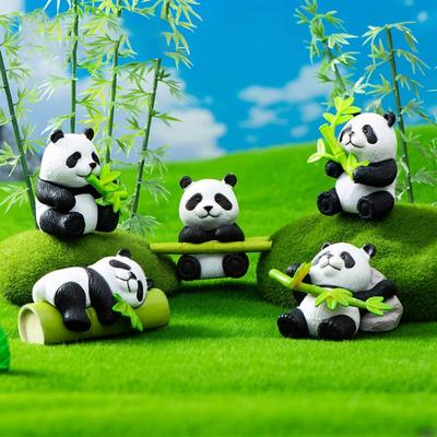 Micro Landscape Mini Panda Ornaments 3D Resin Crafts Simulation Panda Ornaments Cartoon Panda Miniatures Succulent Accessories