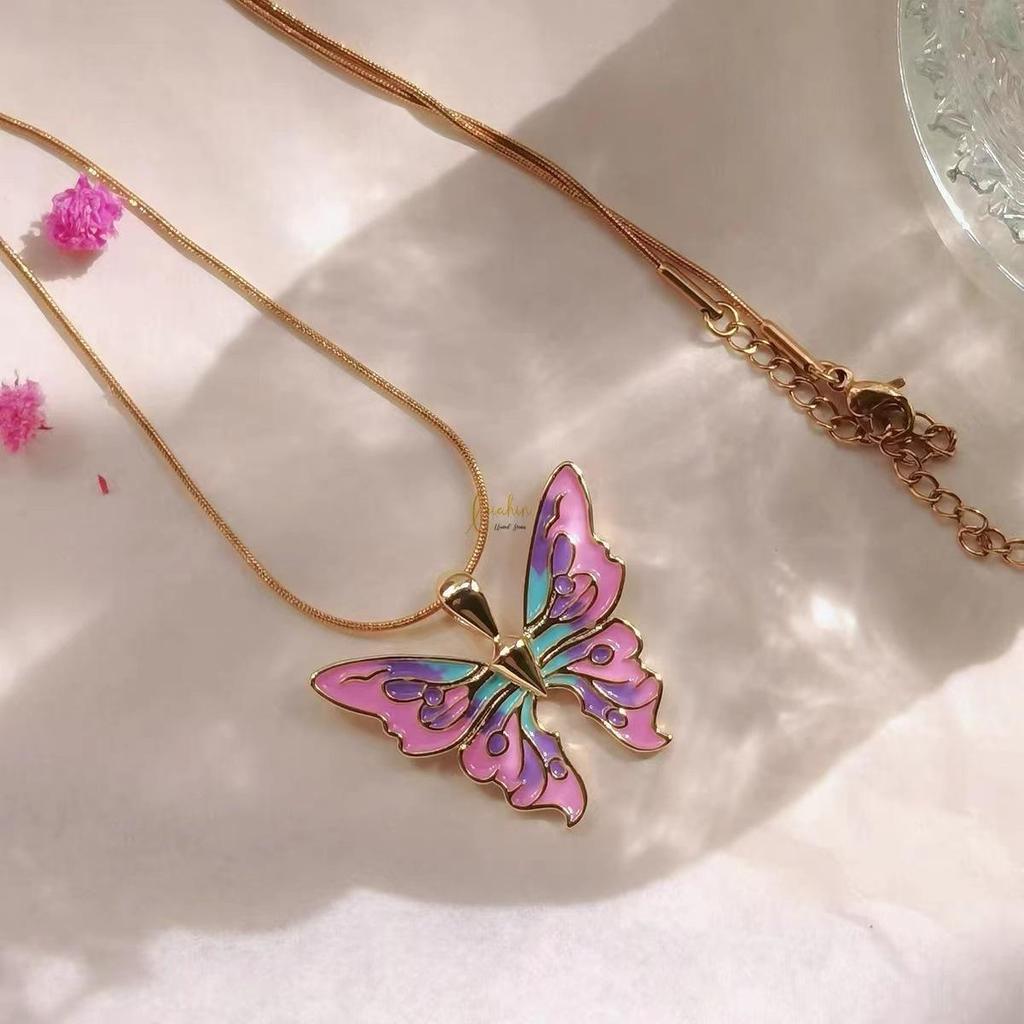 Barbie Princess Iridescent Butterfly Necklace - Light Luxury Jewelry