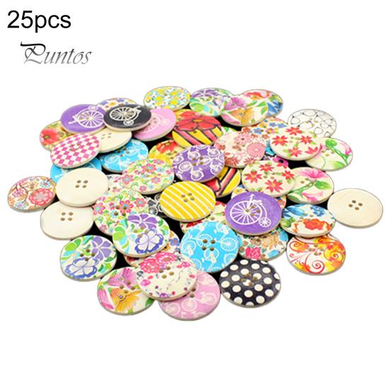 

25 шт., 30 мм, 4 отверстия, разноцветные деревянные пуговицы для скрапбукинга, шитья, бусины «сделай сам»