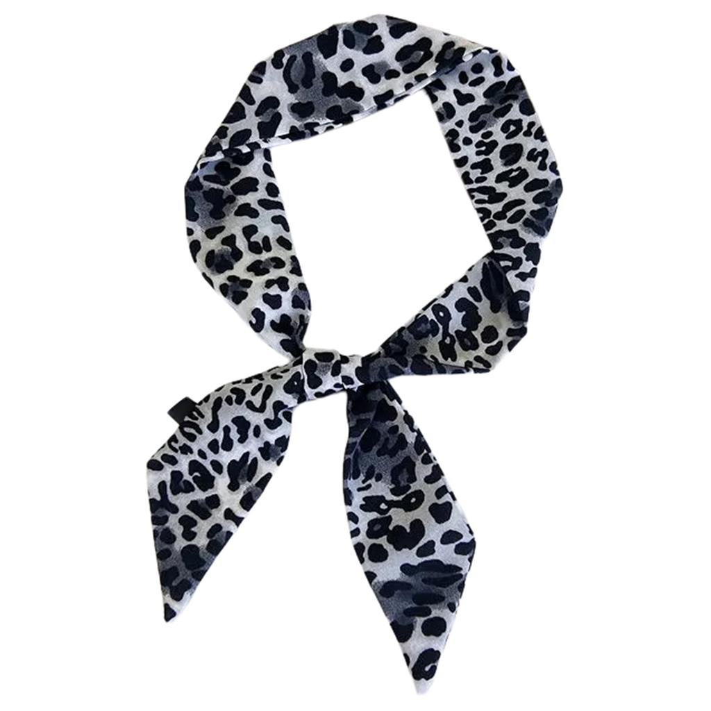 Leopard Print Narrow Silk Scarf for Women Girls Short Necktie Scarf Fashionable and Versatile Accessory for Any Outfit