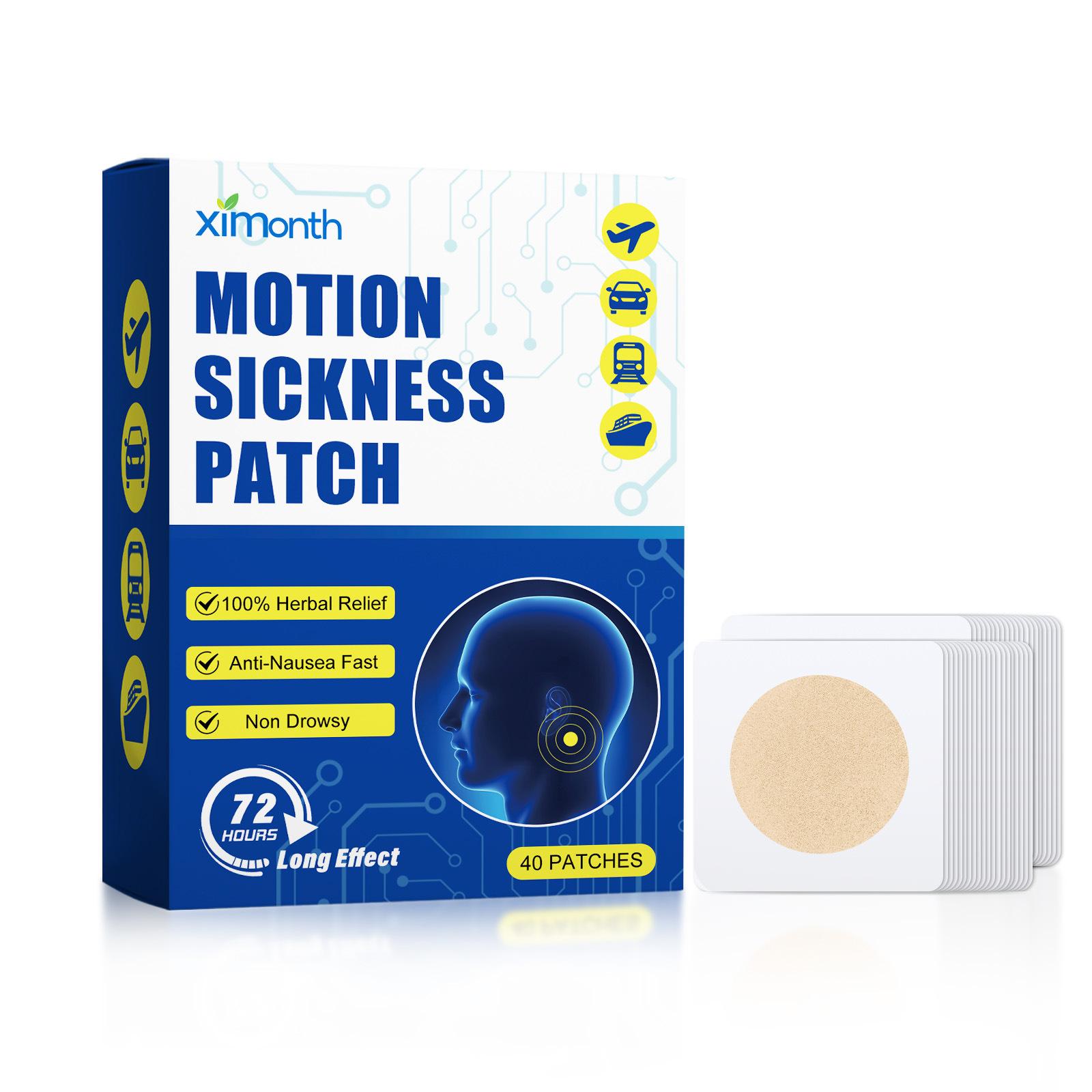 Anti-Nausea Patches for Motion Sickness 100% Natural Relief Pain Relief Health Care Vitamin E Non-Woven Fabric for Cruise Bus Herbal синий