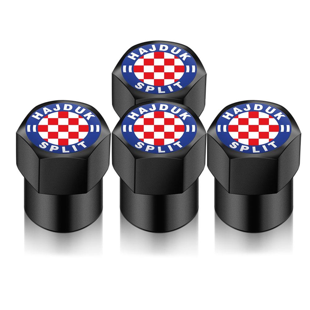 

4PCS Universal Auto Wheel Tire Valve Stem Tyre Air Caps Car Accessories For Hajduk Split Football Club Croatia Shape Car Styling чёрный