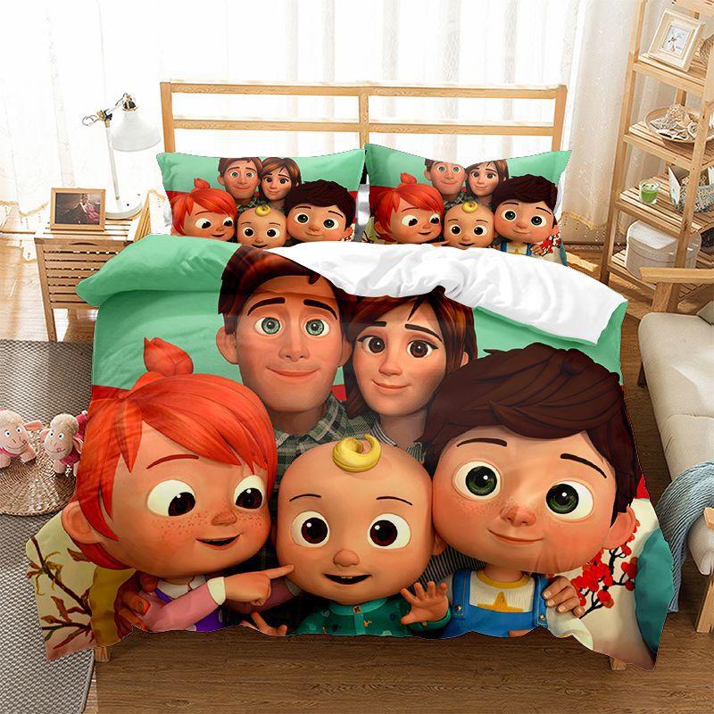 Super baby cartoon animation digital printing bedding three-piece set