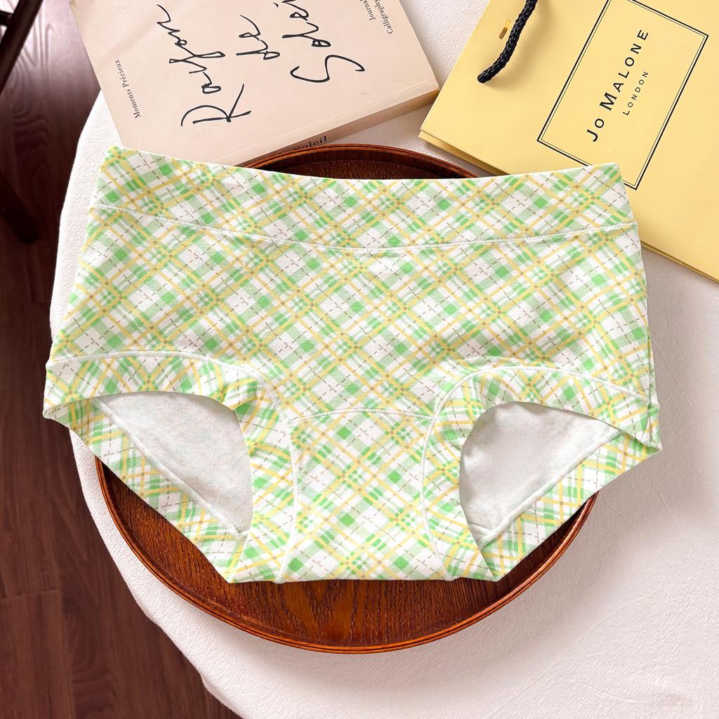 Großgrößen Damen Neue Frühjahrs- und Sommer-Karos 10A Antibakterielle Baumwolle im Schritt Nahtlos Kleiner flacher Winkel Slip