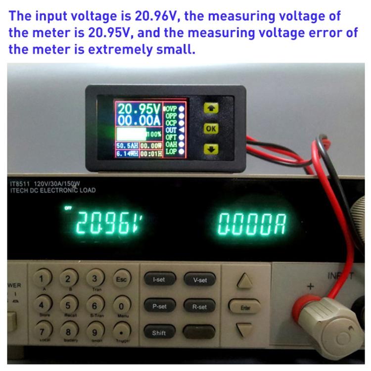 90V 20A Color Dual-Display Voltage Current Meter Charge Discharge Measurement Counter