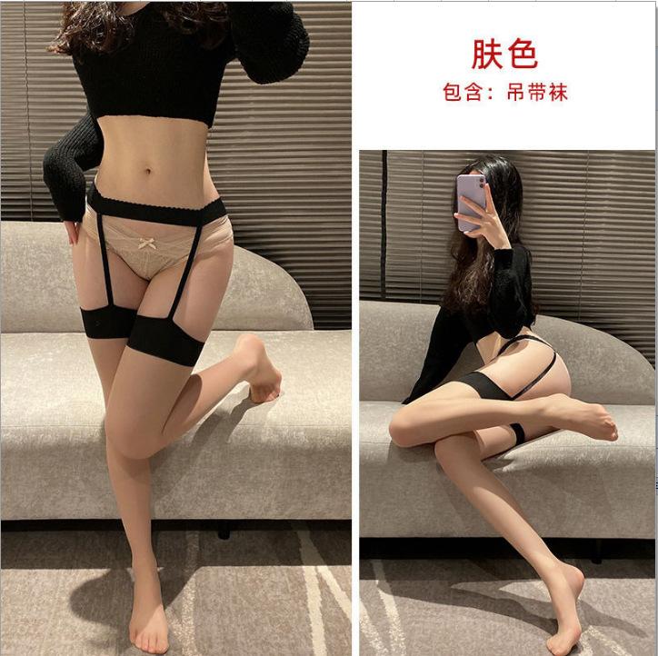 Sexy Spice Girls Black Silk Suspender Knee Socks Women'S Ultra-Thin Contrast Color Red Edge Black Long Tube Pure White Silk High Stockings