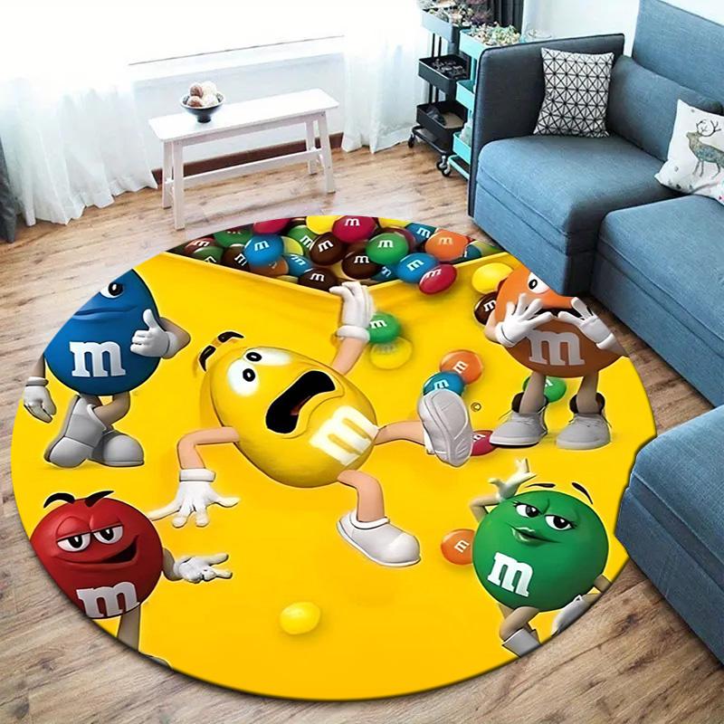 M&M's Round Area Rug,Carpet Rug for Living Room Bedroom Sofa Playroom Decor,Non-slip Floor Mat