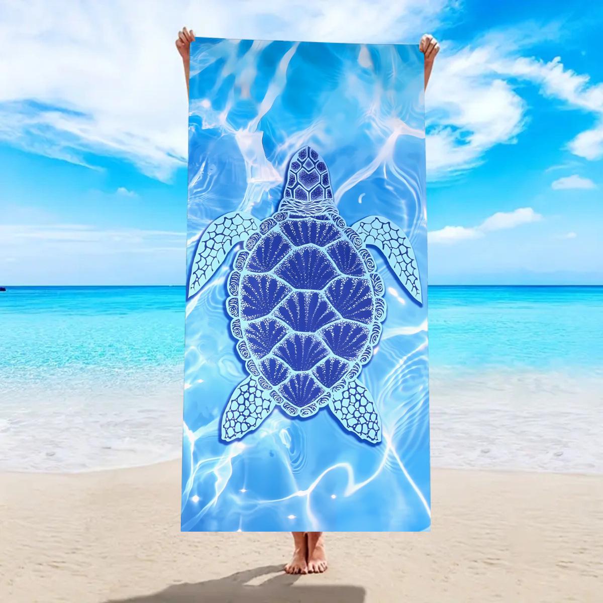 Hot Seller Turtle & Flamingo Quick-Dry Ultra-Fine Fiber Beach & Bath Towel, Thick & Absorbent 75x150 cm