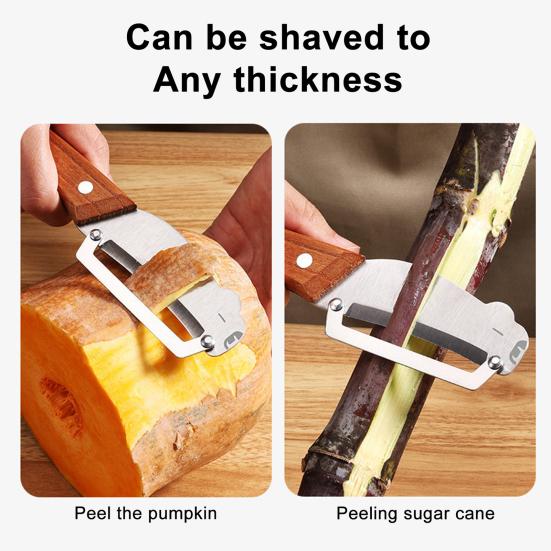 Škrabka na zeleninu s dřevěnou rukojetí Nerezová čepel 2v1 Škrabka na ovoce a otvírák na lahve na brambory Mrkev Citrusy Rychlý nástroj na loupání